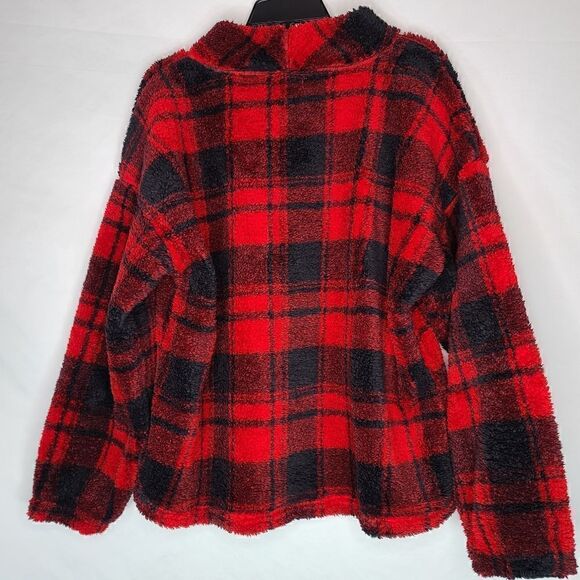 2X Buffalo Check Plaid Sherpa Pullover Mock Neck M - Picture 7 of 10